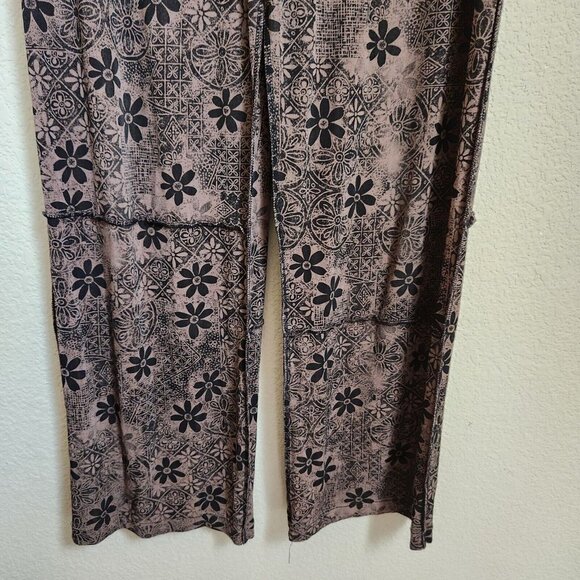 Chico's Travelers 2 L 12 Elastic Tie Waist Slinky Pants Brown Inside Out Look - Picture 4 of 13